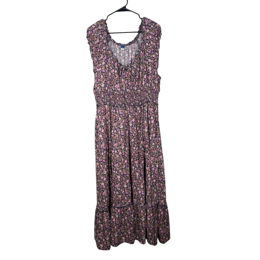 Old Navy Womens Babydoll Peasant Dress Sz XL Cottagecore Ren Faire Boho Floral